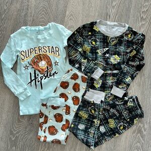 Baseball Sports Kid Youth Pajama Set PJs long sleeves pants 2 Sets Size 7